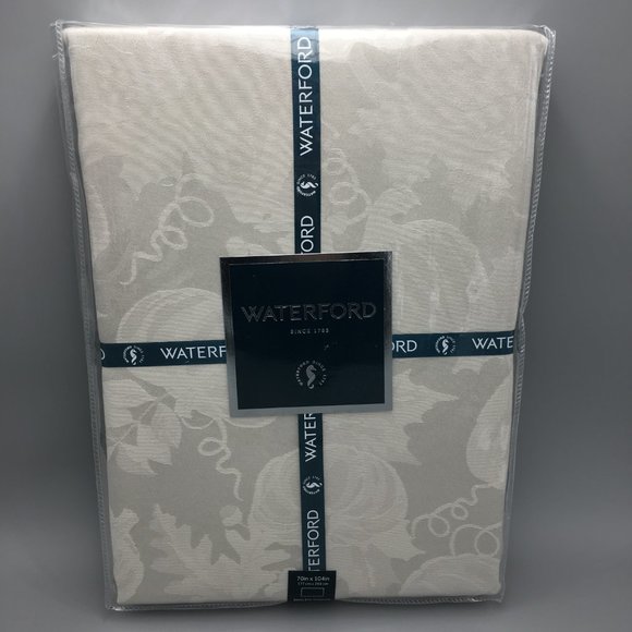 WATERFORD Pumpkin Linen Vine Damask Tablecloth 70x104 Formal Fall Thanksgiving - Picture 2 of 11